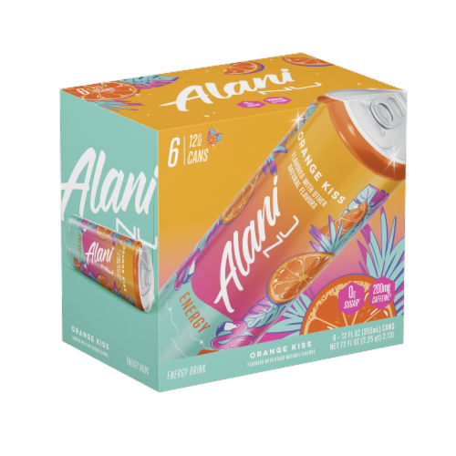 Alani NU Orange Kiss Energy Drink Multipack Cans Perspective: left