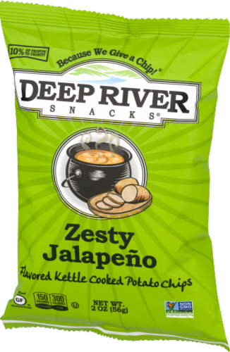 Deep River Snacks Zesty Jalapeno Kettle Cooked Potato Chips Perspective: left
