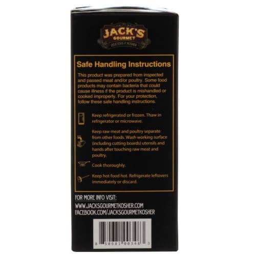 Jack’s Gourmet Delicious and Kosher Sweet Italian Beef Sausage Patties Perspective: left