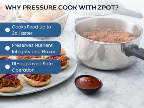 Zavor ZPot Stainless Steel 10 Quart Pressure Cooker for Stovetop - High Pressure Perspective: left