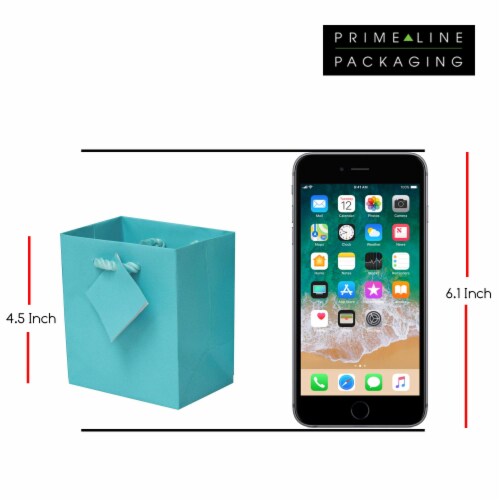 Occasionall Turquoise Designer Paper Gift Wrap Bags with Handles Solid Colors 12Pk 4x2.75x4.5 Perspective: left