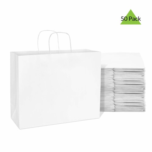 Prime Line Packaging White Gift Bag, Small Paper Bags with Handles