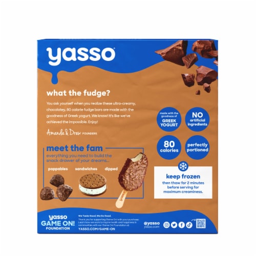 Yasso Chocolate Fudge Frozen Greek Yogurt Bars Perspective: left