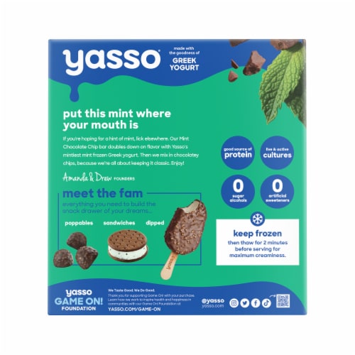 Yasso Mint Chocolate Chip Frozen Greek Yogurt Bars Perspective: left