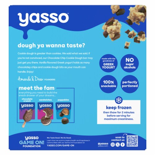 Yasso Chocolate Chip Cookie Dough Frozen Greek Yogurt Bars Perspective: left