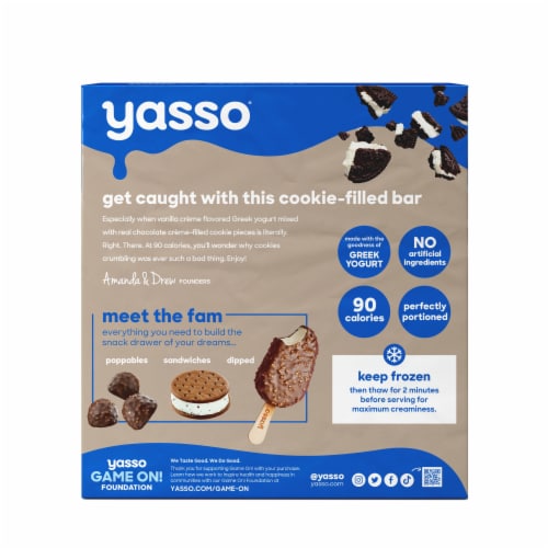 Yasso Cookies & Cream Frozen Greek Yogurt Bars Perspective: left