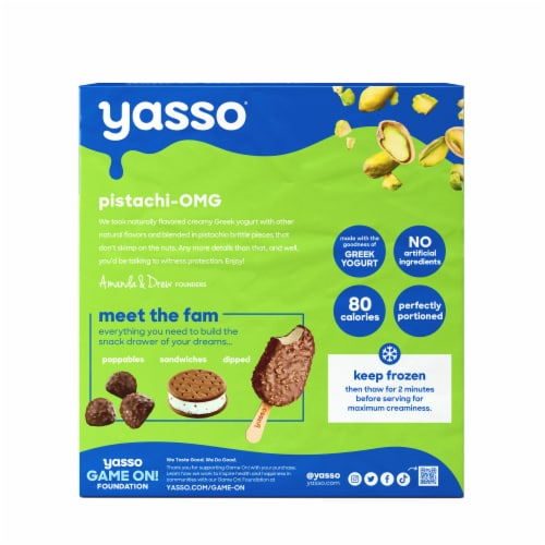 Yasso Frozen Greek Yogurt Pistachio Brittle Bars Perspective: left