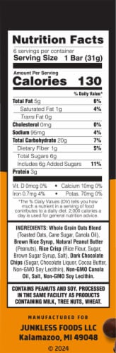 Junkless Peanut Butter Chocolate Chip Chewy Granola Bars Perspective: left