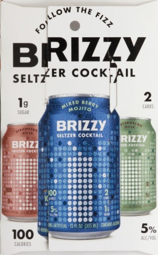 Brizzy Seltzer Cocktail Variety Pack Perspective: left
