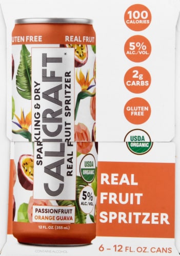 Calicraft Brewing Co. Passionfruit Orange Guava Spritzer Perspective: left