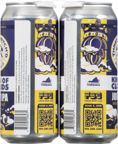 Three Notch'd Brewing Co King Of Clouds Juicy Pale Ale Perspective: left