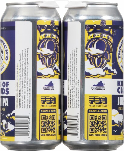 Three Notch'd Brewing Co King Of Clouds Juicy Pale Ale Perspective: left