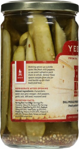 YeeHaw Pickle Co. Hot Damn Dills Spicy Dill Pickle Spears Perspective: left