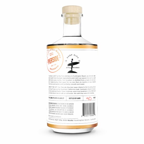 Surf City Still Works Aged 1 Years Pierside Small Batch Indiana Bourbon Whiskey Perspective: left