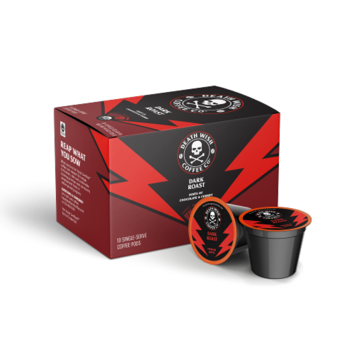 Death Wish Coffee Espresso Roast Single Serve Coffee Pods 10 Count