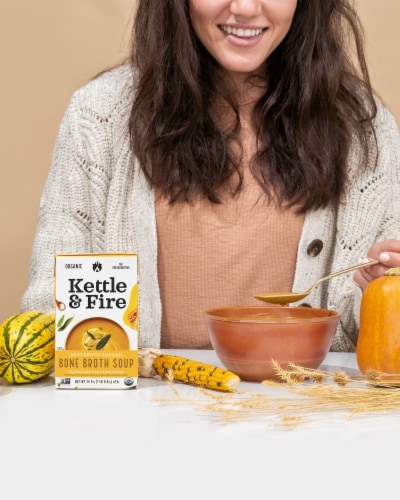 Kettle & Fire Gluten Free Butternut Squash Bone Broth Soup Perspective: left