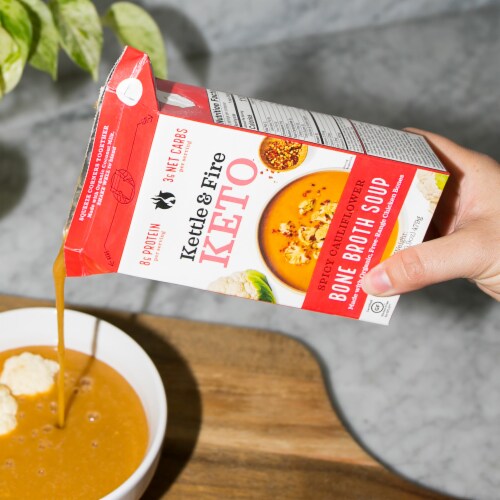 Kettle & Fire Spicy Cauliflower Soup with Chicken Bone Broth Perspective: left