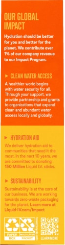 Liquid I.V. Hydration Multiplier+ Tangerine Immune Support Drink Mix Perspective: left
