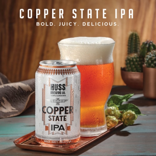 Huss Brewing Co. Copper State IPA Beer Perspective: left