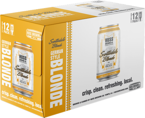 Huss Brewing Co. Scottsdale Blonde German Style Kolsch Lager Beer Perspective: left