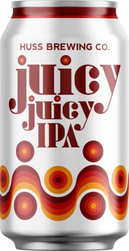 Huss Brewing Co. Juicy Juicy IPA Perspective: left