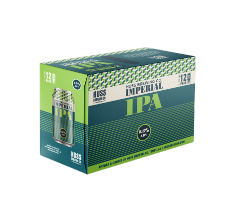 Huss Brewing Co. Imperial Cans Perspective: left