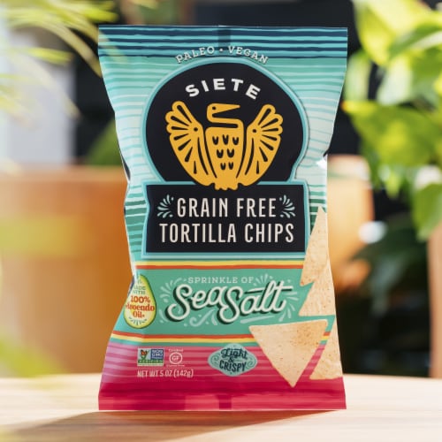 Siete Grain Free Sea Salt Tortilla Chips Perspective: left