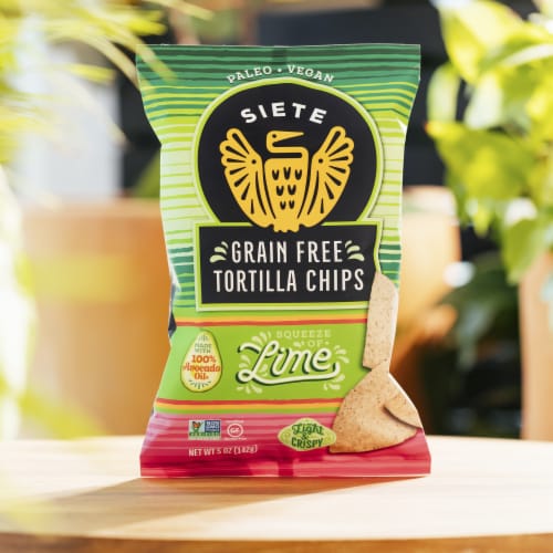 Siete Grain Free Lime Tortilla Chips Perspective: left