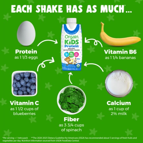 Orgain Organic Kids 8g Protein Nutritional Shake Drink, Vanilla Perspective: left
