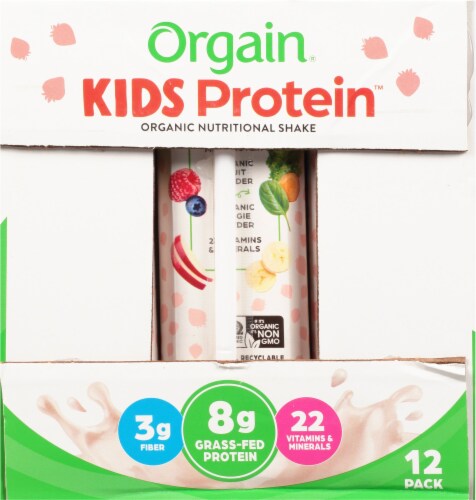 Orgain Kids Protein Organic Strawberry Nutritional Shakes Perspective: left