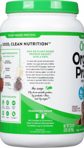 Orgain® Organic Creamy Chocolate Fudge Protein Powder Perspective: left