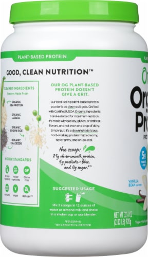 Orgain Organic Vanilla Bean Protein Powder Perspective: left