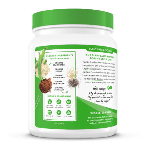 Orgain® Organic Protein™ Creamy Chocolate Fudge Flavor Plant-Based Protein Powder Perspective: left