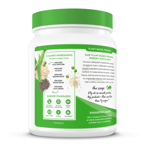 Orgain® Organic Vanilla Bean Flavor Plant-Based Protein Powder Perspective: left