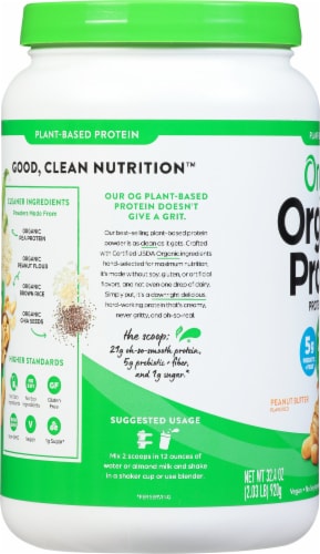 Orgain® Organic Peanut Butter Plant Based Protein Powder Perspective: left