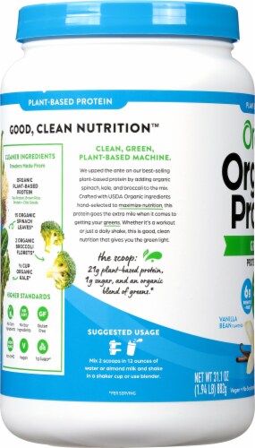 Orgain Organic Vanilla Bean Protein & Greens Plant Based Powder Perspective: left