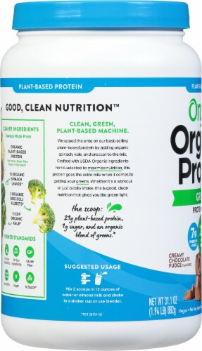 Orgain® Organic Protein & Greens Creamy Chocolate Fudge Plant Based Protein Powder Perspective: left