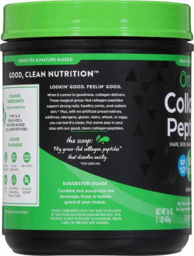 Orgain® Unflavored Collagen Peptides Protein Powder Perspective: left