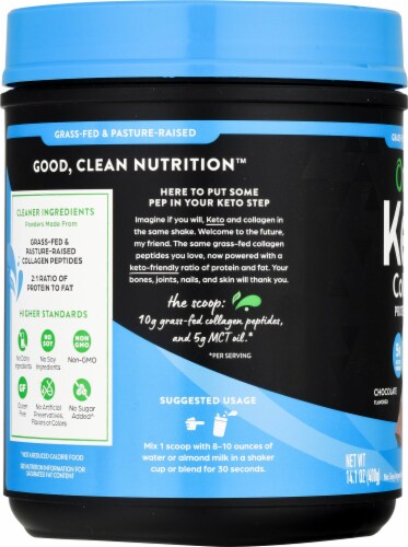 Orgain® Chocolate Ketogentic Collagen Protein Powder Perspective: left