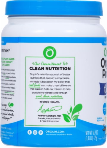 Orgain® Organic Protein™ Vanilla Bean Oatmilk Protein Powder Perspective: left