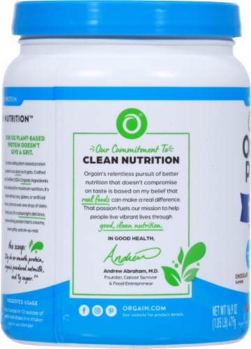 Orgain® Organic Protein™ + Oat Milk Chocolate Protein Powder Perspective: left