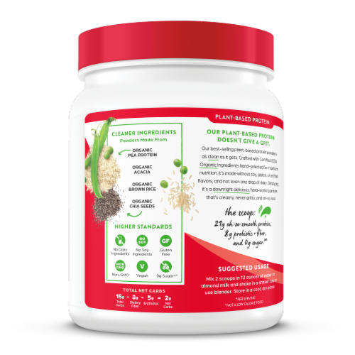 Orgain® Organic Strawberries & Cream Plant Based Protein Powder Perspective: left