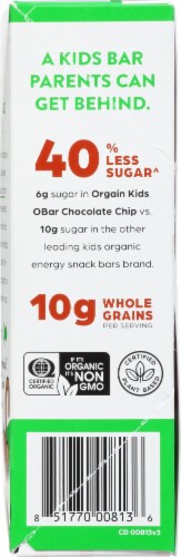 Orgain® Kids O Bar Organic Whole Grain Energy Snack Chocolate Chip Bars Perspective: left