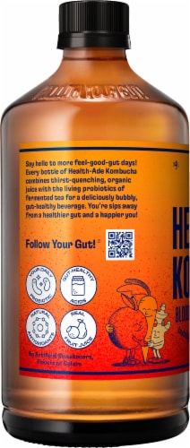 Health-Ade Blood Orange Carrot Ginger Kombucha Perspective: left