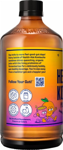 Health-Ade Passion Fruit Tangerine Kombucha Perspective: left