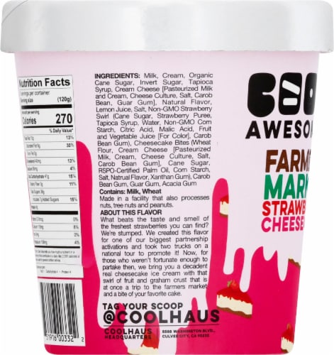 Coolhaus Farmer's Market Strawberry Cheesecake Ice Cream Perspective: left