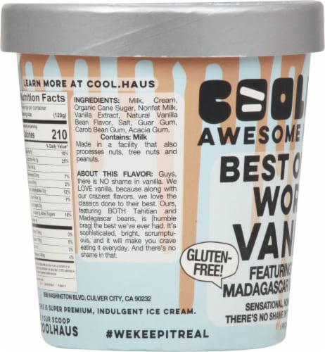 Coolhaus Tahitian & Madagascar Vanilla Bean Ice Cream Pint Perspective: left