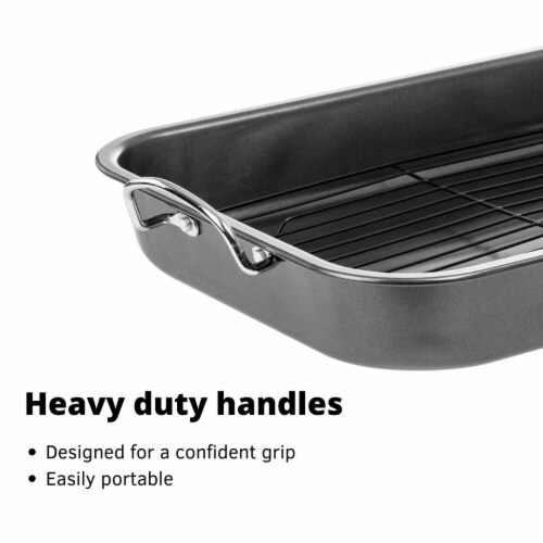 Chef Pomodoro Nonstick Carbon Steel Roasting Pan Roaster with Flat