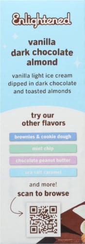 Enlightened Vanilla Dark Chocolate Almond Dipped Ice Cream Bars Perspective: left