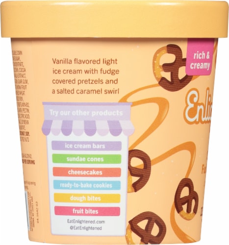 Enlightened® Caramel Fudge Pretzel Light Ice Cream Perspective: left
